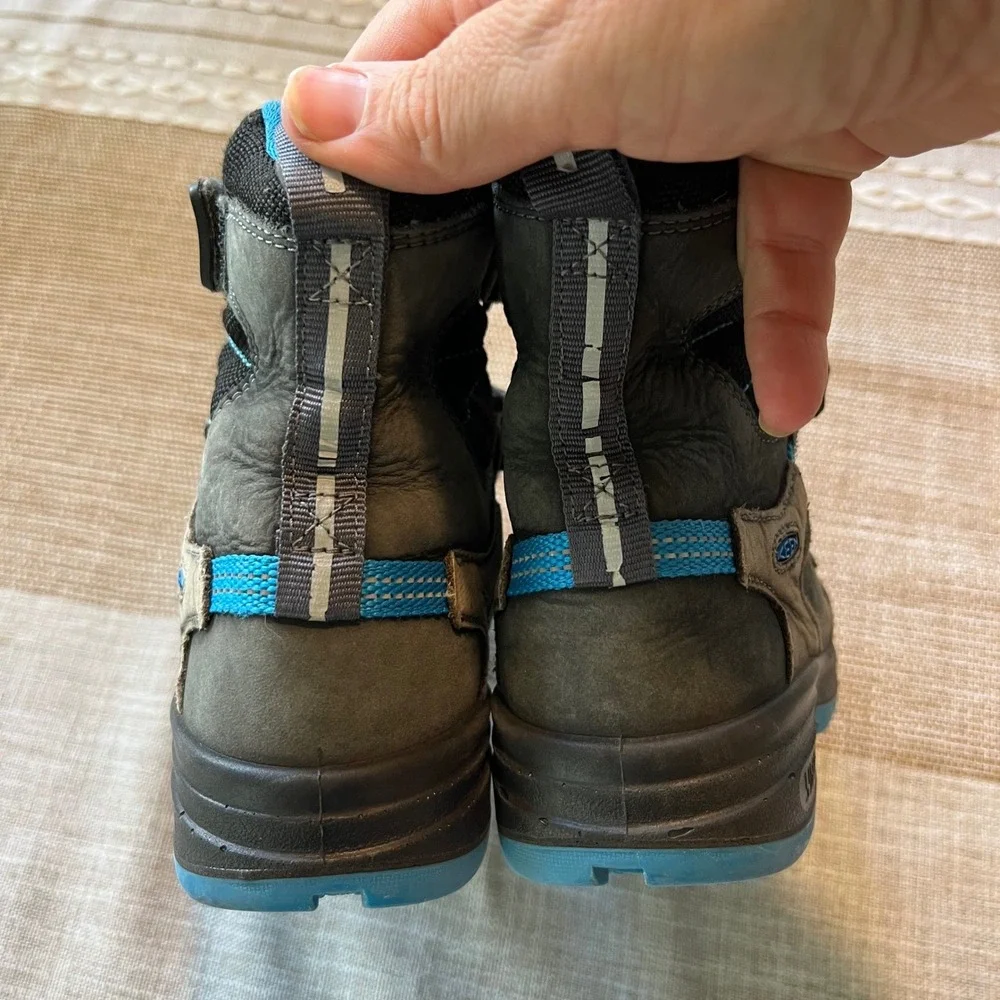 Keen Kids Waterproof Hiking Boots Gray Blue Triple Strap Size 12 US 30 EU